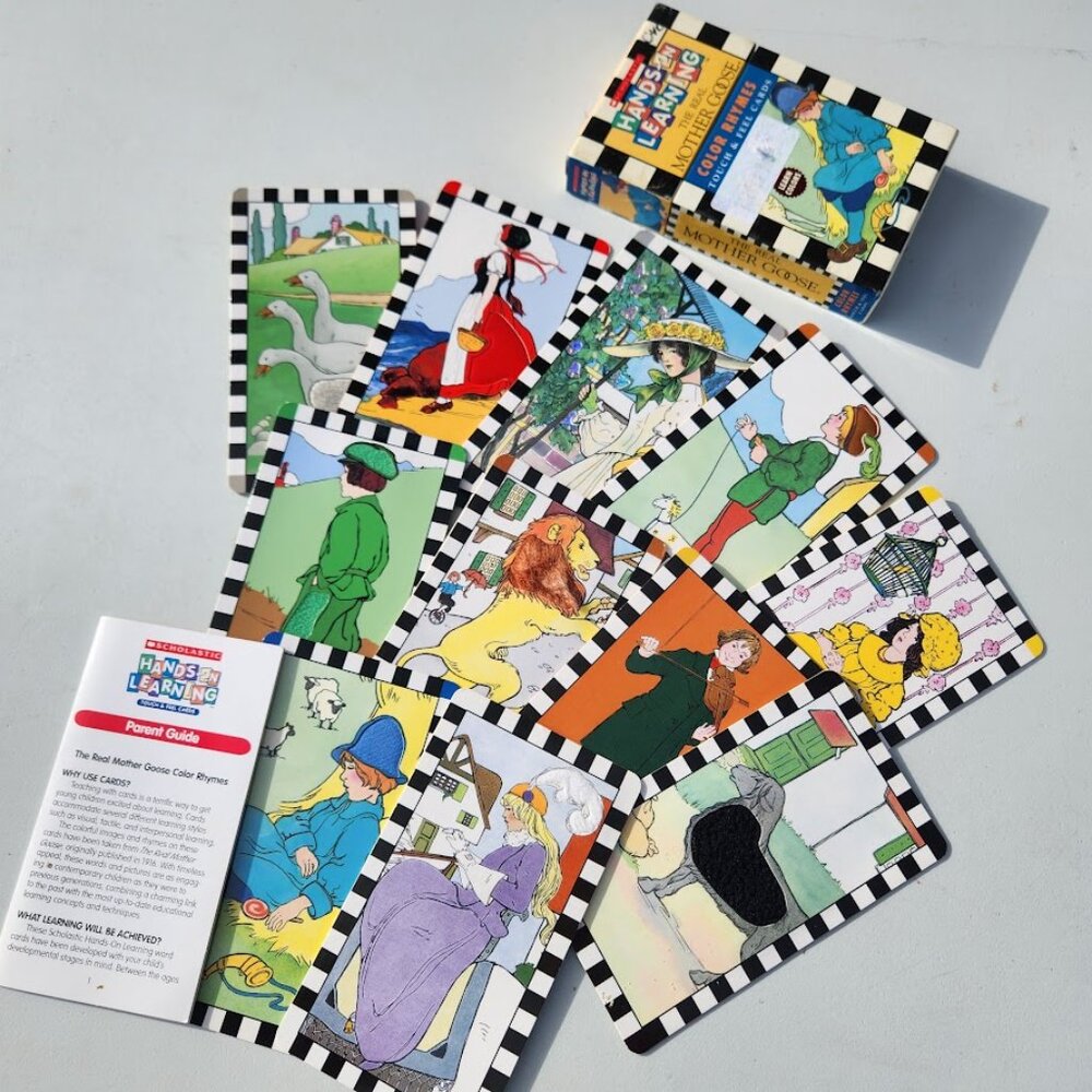 VINTAGE Mother Goose Color Rhymes Scholastic Hand-On Learning Flash Cards School
